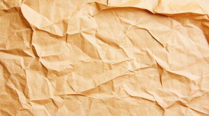 Poster - A close-up of crumpled brown paper showcasing texture and depth, ideal for backgrounds, crafts, or artistic projects.