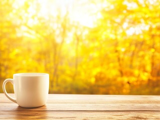 Poster - Cozy Autumn Morning with Coffee Mug by a Sunlit Window