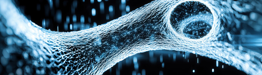 Poster - abstract depiction of interconnected lines and spheres, symbolizing digital connectivity and advance