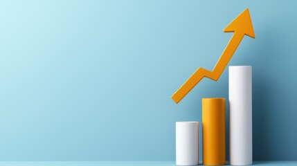 Poster - A modern business graphic showing an upward trend with vibrant colored bars and an arrow, symbolizing growth and success in the marketplace.