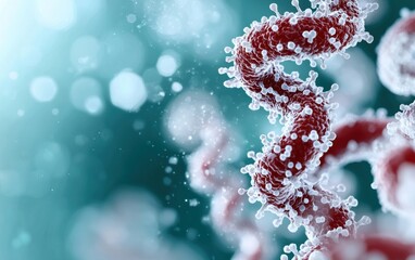 Poster - Close-up view of a DNA strand showcasing intricate details and vibrant colors, illustrating the beauty of genetic materials in biological research.