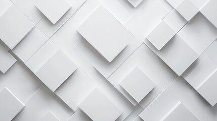 Poster - Abstract White Squares Wall