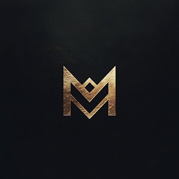 Stylish Bronze M Minimal Logo Contemporary Branding Design Concept image