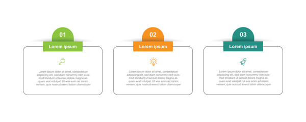 Fototapete - 3 step process infographic template vector 