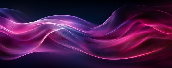 Aufkleber - An elegant abstract representation of flowing waves with dark fuchsia and violet colors, showcasing dynamic textures and graceful curved lines in digital art