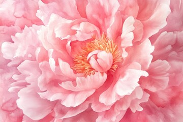 Wall Mural - Pink Peony Blossom. Watercolor Floral Illustration for Weddings and Celebrations