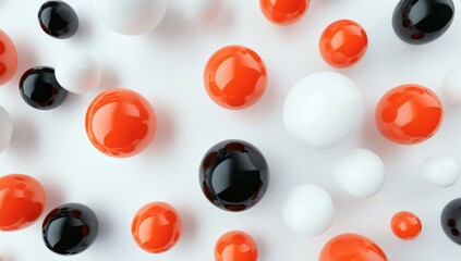 Wall Mural - Abstract Color Pattern with Black, White, and Orange Spheres