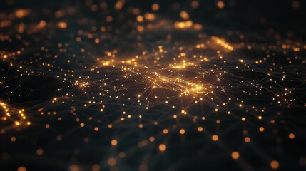 Sticker - The Fabric of Connectivity: A mesmerizing network of interconnected nodes glows against a dark backdrop, symbolizing the intricate web of data, technology, and communication in the digital age.