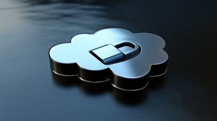 Poster - this 3d. depicts a digital cloud with a lock symbol embedded within it, symbolizing data security, c