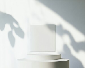 Aufkleber - Minimalist Monochrome Podium Mockup with Soft Natural Light and Gentle Shadows