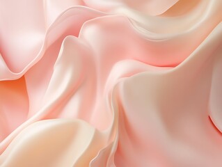 Fototapete - Smooth pink silk fabric with golden glitter, abstract background. Abstract background with soft, flowing lines in pink, orange, and white