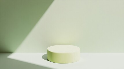 Aufkleber - Minimalist Pastel Green Podium Mockup with Soft Shadows and Diffused Lighting on Light Green Background