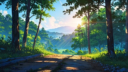 Wall Mural - natural scenery with a good light background.