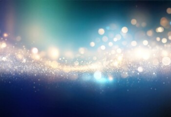 Poster - A blue background with blurry sparkling lights that form a wave-like shape.