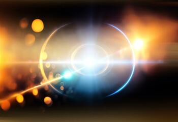 Aufkleber - Abstract background with a bright glowing center, surrounded by rings of light and bokeh.