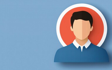 Poster - A minimalistic  illustration of a person with a simple design on a blue background, perfect for modern digital and graphic projects.