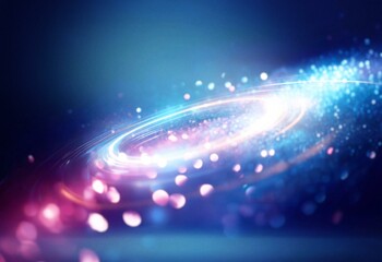 Aufkleber - A blue background with a ring of light and bokeh.