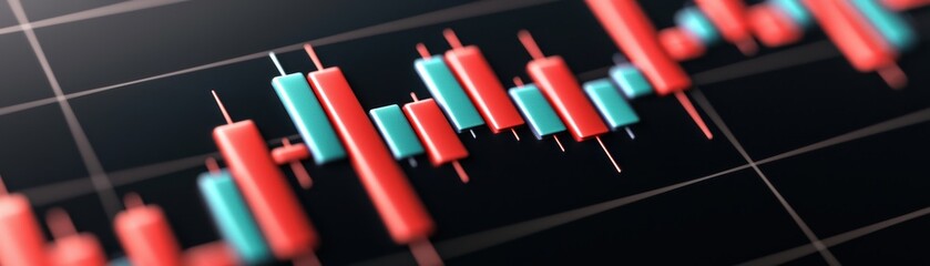 Poster - Dynamic financial chart displaying candlestick patterns, representing stock prices and market trends for investment analysis and trading.