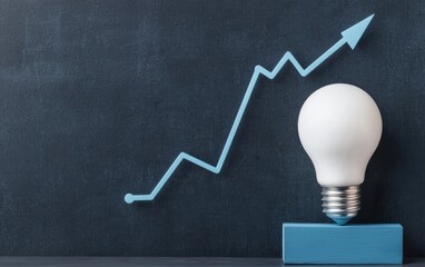 Poster - A creative concept showing a light bulb with a graph indicating growth and innovation, symbolizing bright ideas and business success.