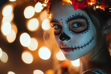 Wall Mural - cute child wearing halloween costume generative ai photo