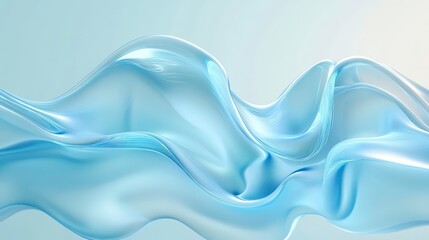 Wall Mural - abstract blue liquid wave flowing on light blue background.