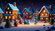 © kann - Snowman Friends in a Snowy Christmas Village at Night