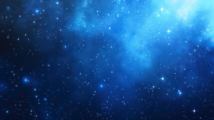 Wall Mural - abstract blue nebula with sparkling stars in the night sky.