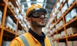 © James - Augmented Reality Picking warehouse workers wearing AR glasses or headsets, which provide real-time picking instructions and navigation cues for faster and more accurate order, Generative AI