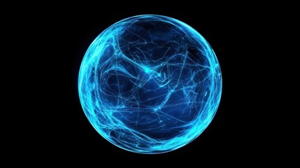 Poster - Abstract blue sphere with interconnected nodes, representing global connectivity, network, or technology.