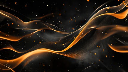 Wall Mural - abstract background with flowing lines of light and glowing particles.