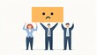 © JT-Dee - Three business people holding a large sad face emoticon, illustrating dissatisfaction.