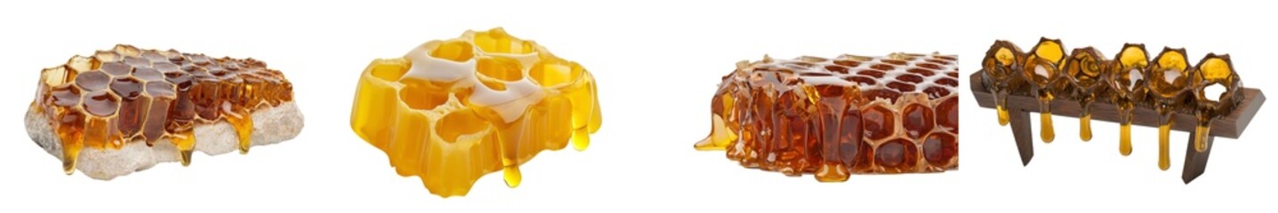 Poster - Isolated honeycombs on transparent or white backgrounds