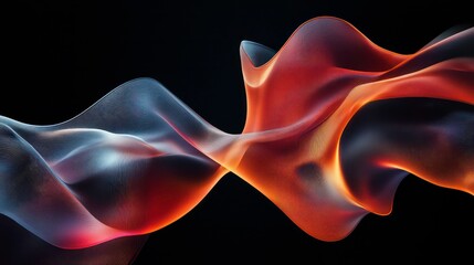 Poster - Abstract flowing, glowing red and blue lines against a black background.