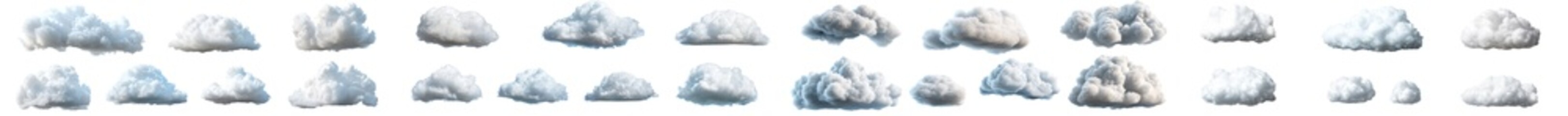 Aufkleber - The white clouds are isolated on a transparent background in this 3D render.
