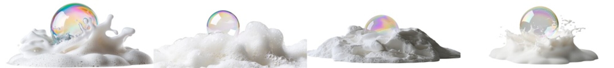 Aufkleber - A colorful soap foam and colorful bubbles isolated on white, with a clipping path