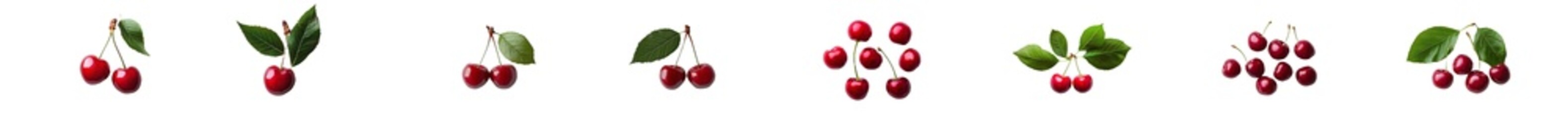 Poster - An isolated cherry with leaves against a transparent background
