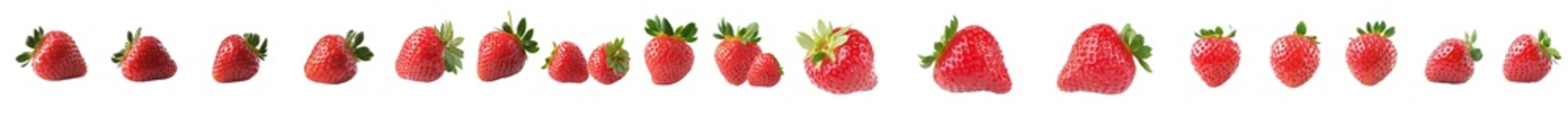 Poster - The collection of red ripe strawberries is isolated on a white background