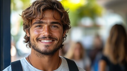 Portrait of a Smiling Man with Brown Hair and a Beard