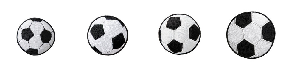 , generative ai, embroidered patch badge of a soccer football on a transparent background