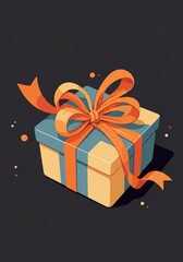 Wall Mural - Vector illustration of a gift box wrapped with an orange ribbon