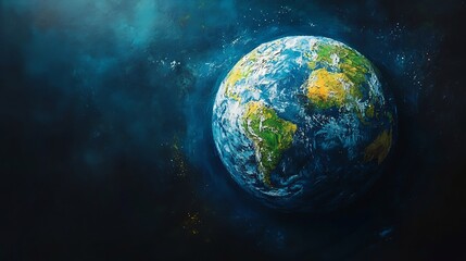Poster - Artistic representation of globe with vivid blue oceans and green continents symbolizing safe nature highlighting the importance of Earth Day and our commitment to preserving the planet's beauty