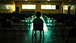 © HoursStudio - A solemn reflection a child's contemplation in an empty room surrounded by abandoned chairs