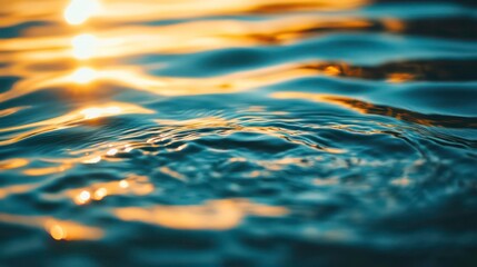 Wall Mural - close-up of sparkling water with sunlight reflecting off the surface.