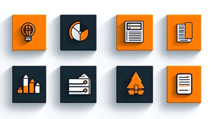 Poster - Productivity Thin Line Icons Featuring Growth Graphs Efficiency and Time Management Elements  Simple Design for Business Analytics and Optimization Concepts
