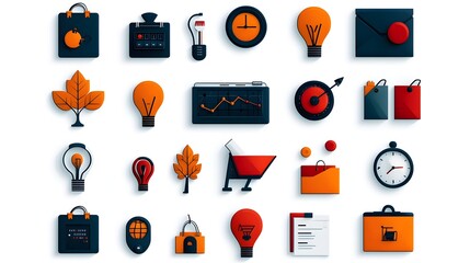 Fototapete - Thin line icons set for productivity project performance and process efficiency themes  Includes icons for workflow analytics strategy planning optimization automation