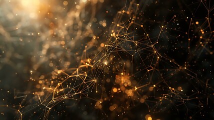 Poster - Glowing nodes and intricate lines forming a web of data flow on a shadowy background, evoking the idea of interconnected digital systems