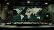 © upnowgraphics - World Map Display in a Dark and Industrial Room