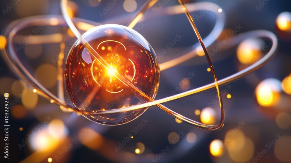 Visualization of atomic structure with electrons orbiting a nucleus ...