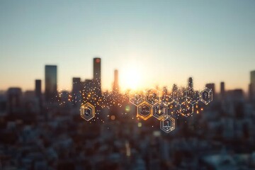 Fototapete - Data management platform with graphical interface for smart cities