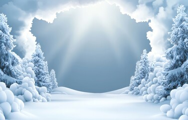 Poster - Stunning winter landscape with snow-covered trees. Background for a Christmas card.